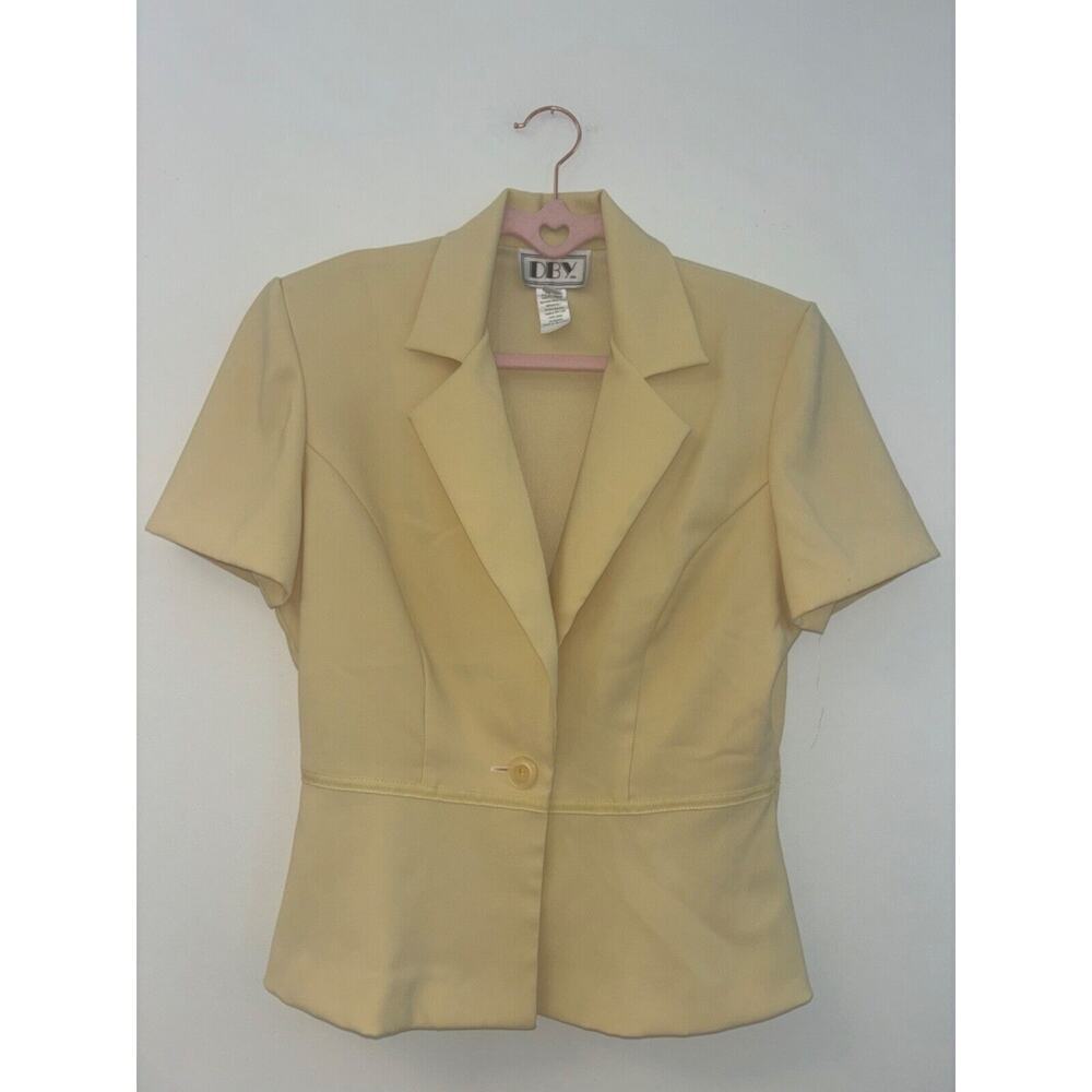 DBY Size 7/8 women’s med Suit Top Floral Yellow Buttons #S2